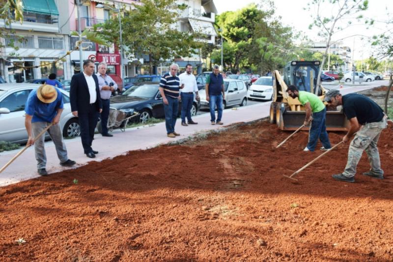 Φύτευση δένδρων στην περιοχή του χώρου στάθμευσης επί της Νέδοντος, από τον δήμο Καλαμάτας