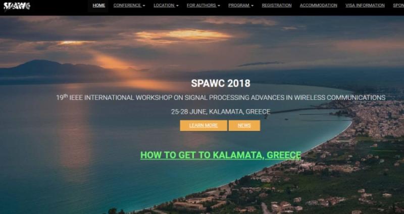 Καλαμάτα: Διεθνές Εργαστήριο για τις ασύρματες επικοινωνίες (SPAWC2018)