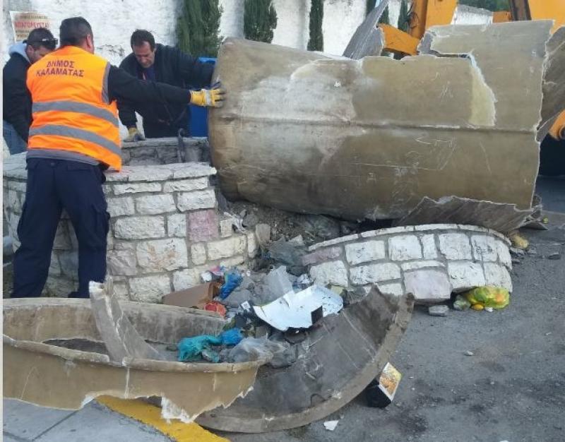 Κατέστρεψαν υπόγειο κάδο απορριμμάτων στη Καλαμάτα