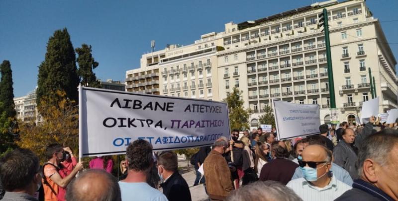 Δυναμικό συλλαλητήριο για τη σταφίδα αυτή την ώρα στην Αθήνα (φωτογραφίες)